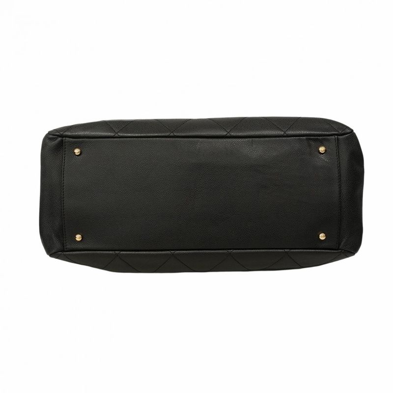 Chanel Tote Bag Matelasse Caviar Skin Black Gold Hardware Women