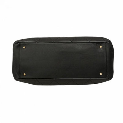 Chanel Tote Bag Matelasse Caviar Skin Black Gold Hardware Women