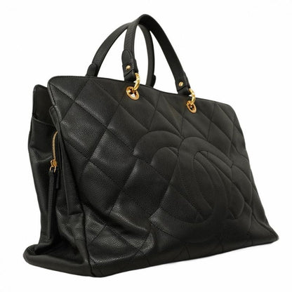 Chanel Tote Bag Matelasse Caviar Skin Black Gold Hardware Women