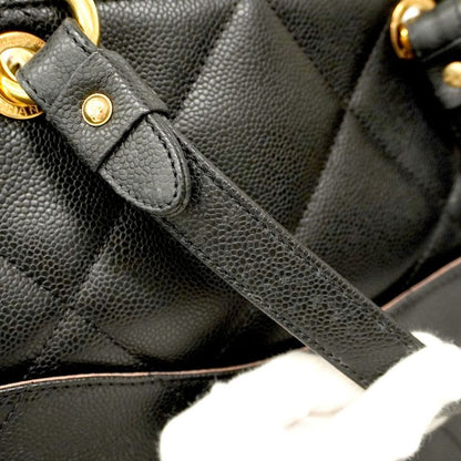 Chanel Tote Bag Matelasse Caviar Skin Black Gold Hardware Women