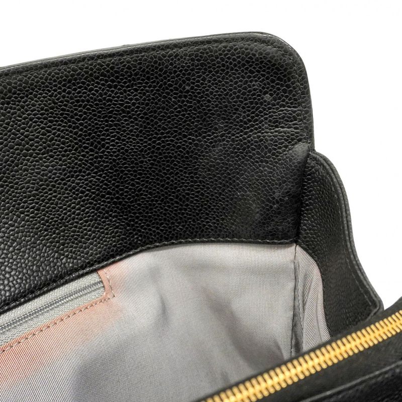 Chanel Tote Bag Matelasse Caviar Skin Black Gold Hardware Women