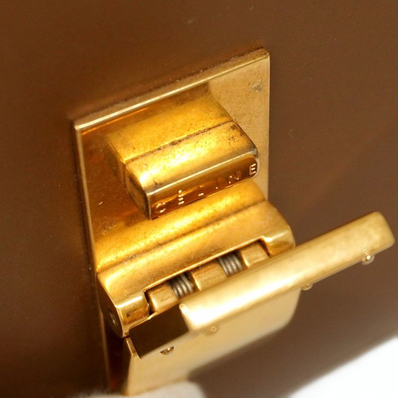 Celine Shoulder Bag Classic Box Leather Brown Gold Hardware Women