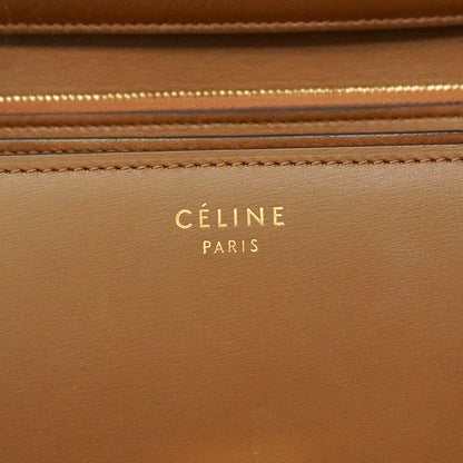 Celine Shoulder Bag Classic Box Leather Brown Gold Hardware Women