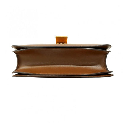 Celine Shoulder Bag Classic Box Leather Brown Gold Hardware Women