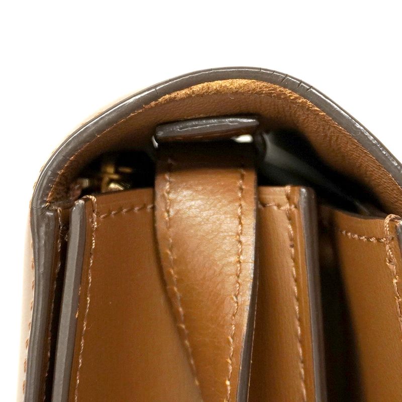 Celine Shoulder Bag Classic Box Leather Brown Gold Hardware Women
