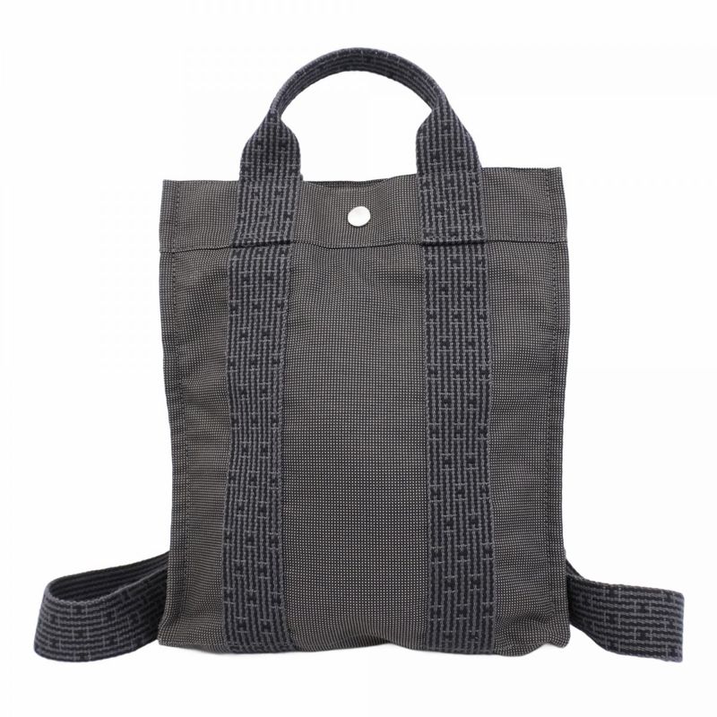 Hermes Backpack Daypack Yale Line Ad PM Canvas Gray Silver Hardware Women