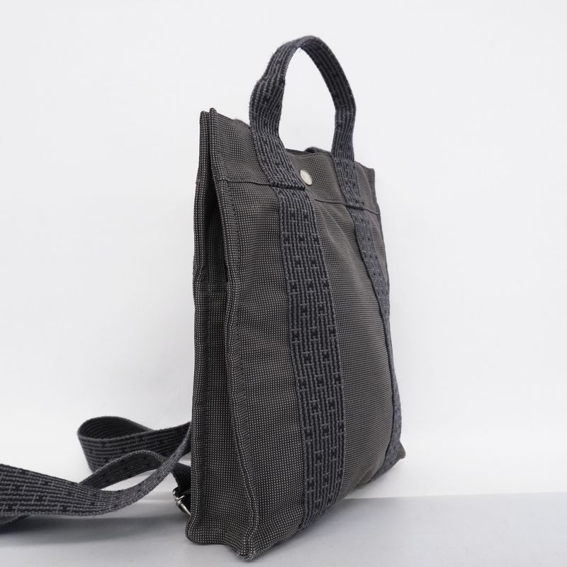 Hermes Backpack Daypack Yale Line Ad PM Canvas Gray Silver Hardware Women