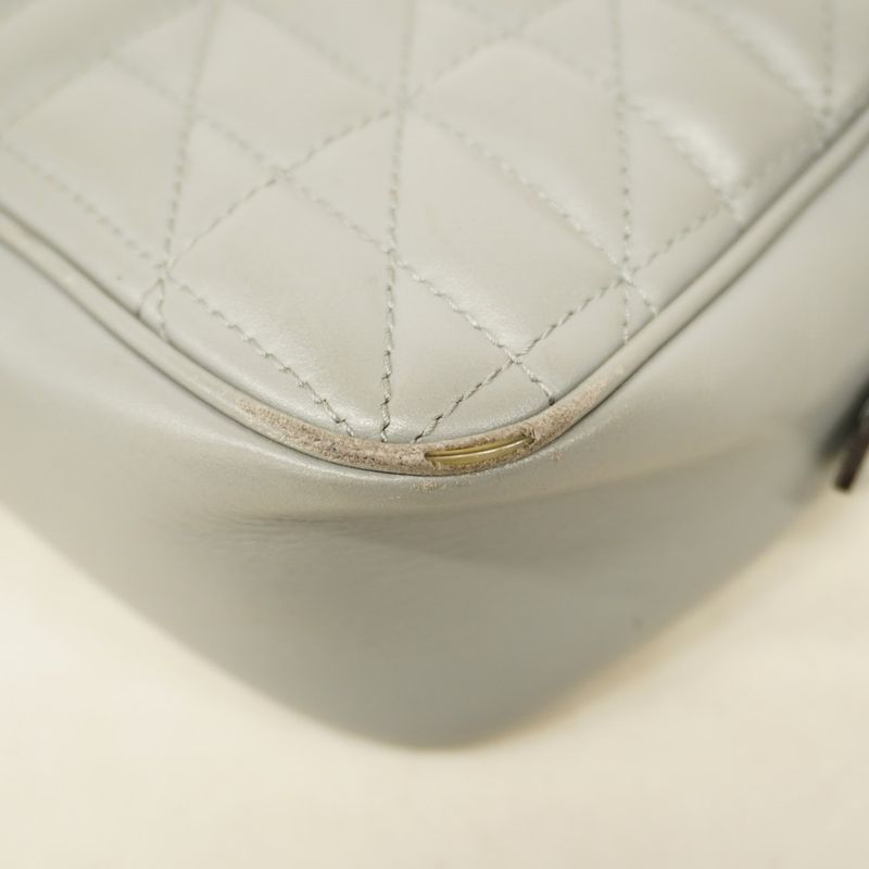 Gucci Shoulder Bag GG Marmont 447632 Leather Gray Silver Hardware Women