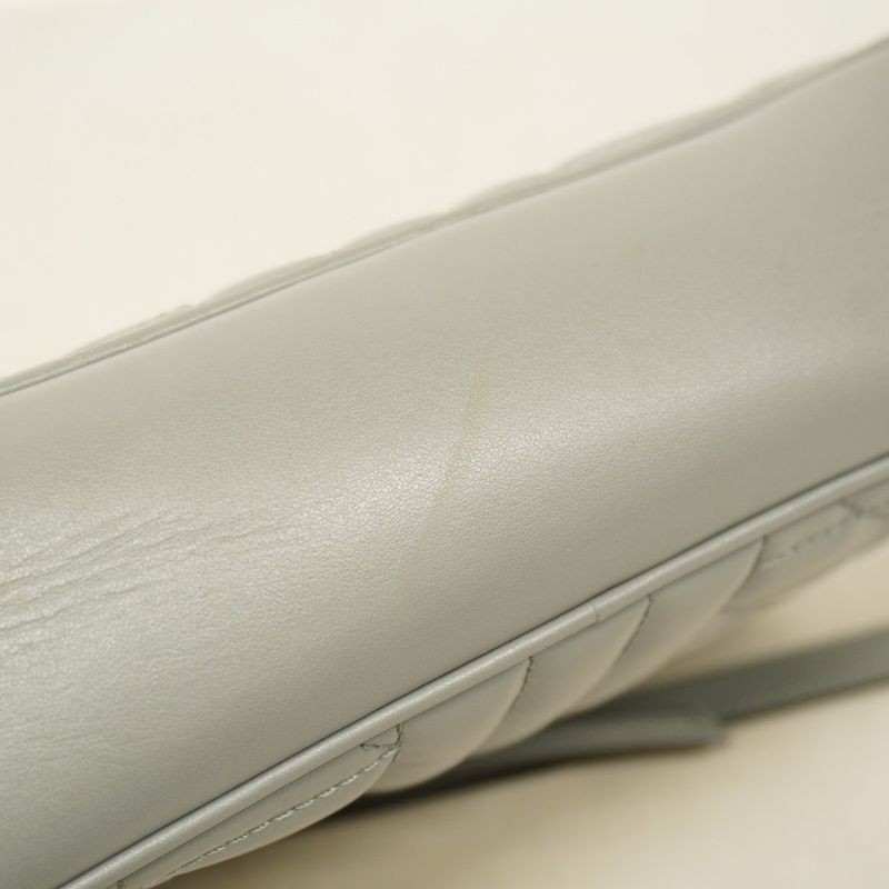 Gucci Shoulder Bag GG Marmont 447632 Leather Gray Silver Hardware Women