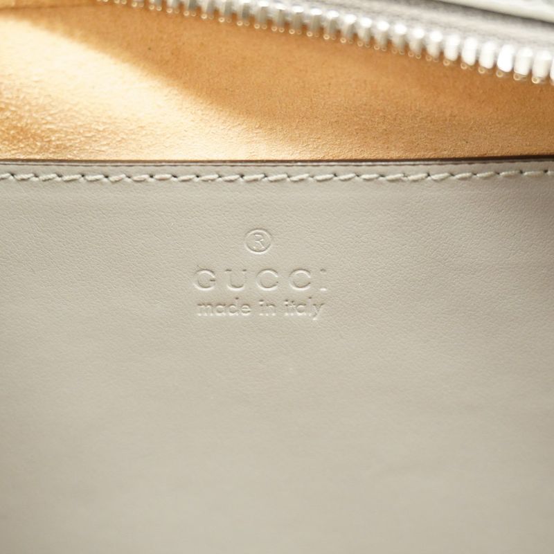 Gucci Shoulder Bag GG Marmont 447632 Leather Gray Silver Hardware Women