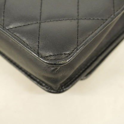 Chanel Shoulder Wallet Cambon Lambskin Black Silver Hardware Women