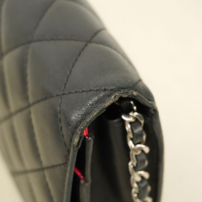 Chanel Shoulder Wallet Cambon Lambskin Black Silver Hardware Women