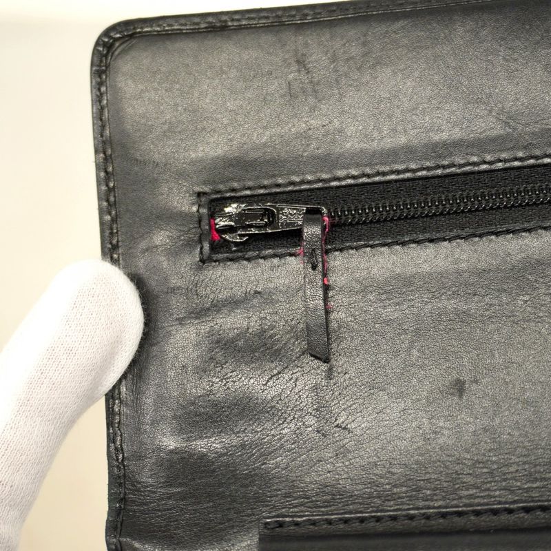 Chanel Shoulder Wallet Cambon Lambskin Black Silver Hardware Women