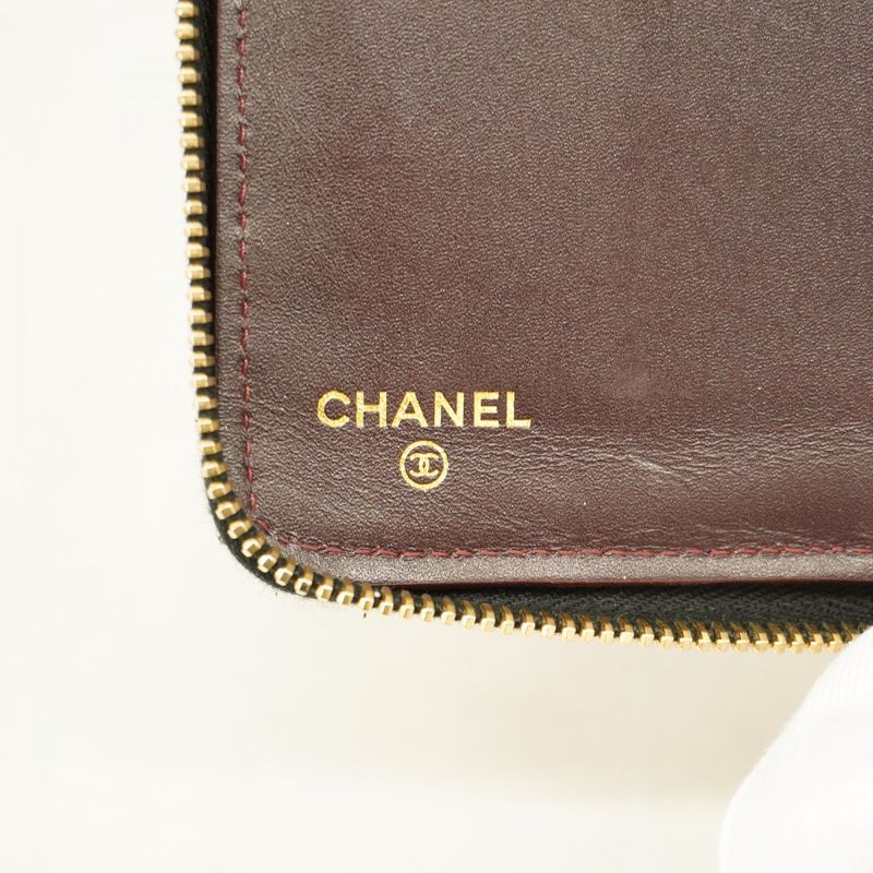 Chanel Long Wallet Matelasse Caviar Skin Black Gold Hardware Women