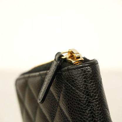 Chanel Long Wallet Matelasse Caviar Skin Black Gold Hardware Women