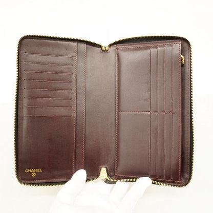 Chanel Long Wallet Matelasse Caviar Skin Black Gold Hardware Women