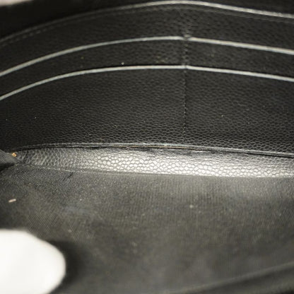 Chanel Long Wallet Matelasse Caviar Skin Black Silver Hardware Women