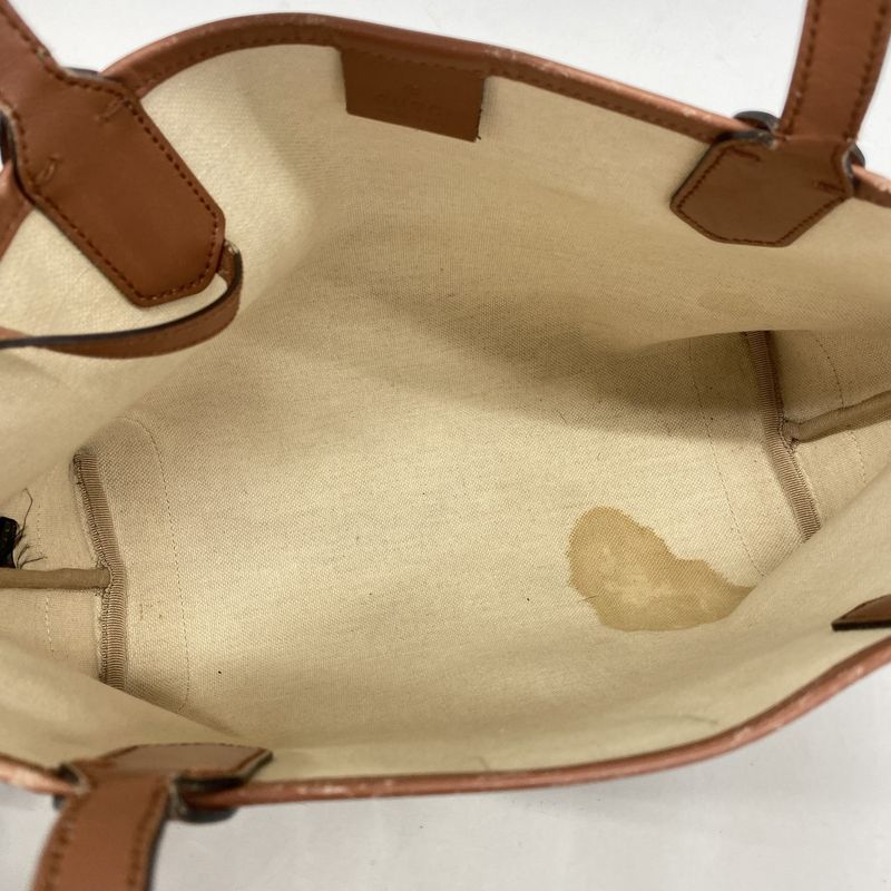 Gucci Tote Bag GG Supreme 309499 PVC Brown Chien Pan Gold Hardware Women's