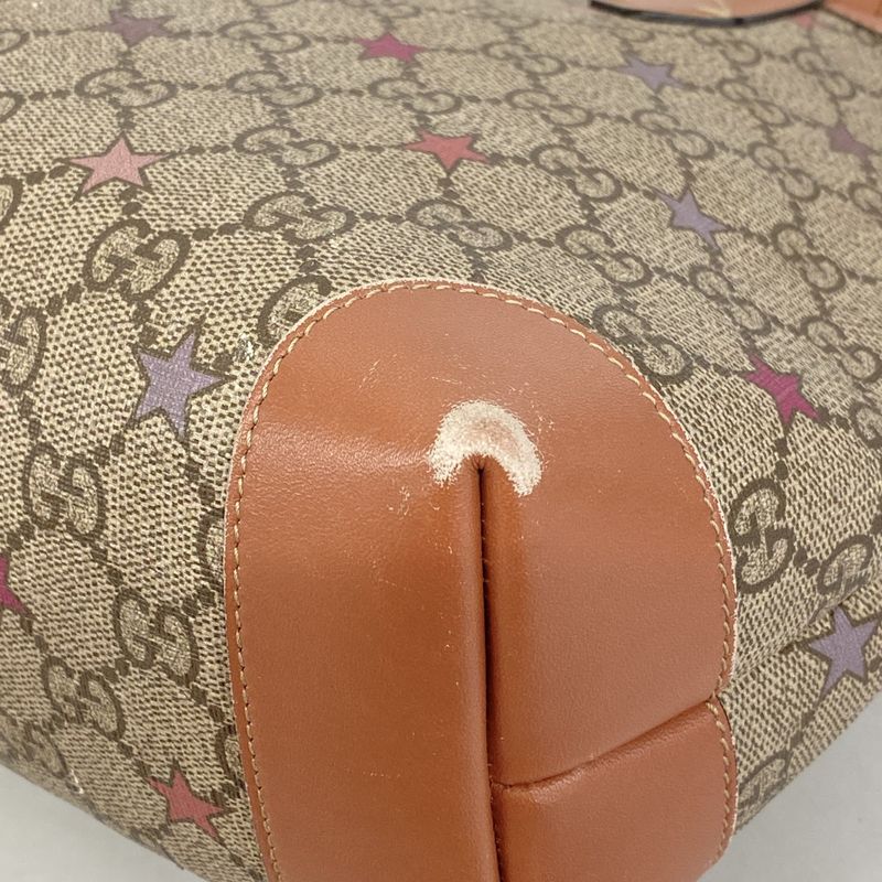 Gucci Tote Bag GG Supreme 309499 PVC Brown Chien Pan Gold Hardware Women's