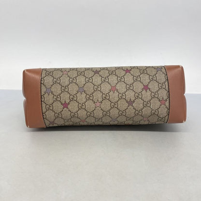 Gucci Tote Bag GG Supreme 309499 PVC Brown Chien Pan Gold Hardware Women's