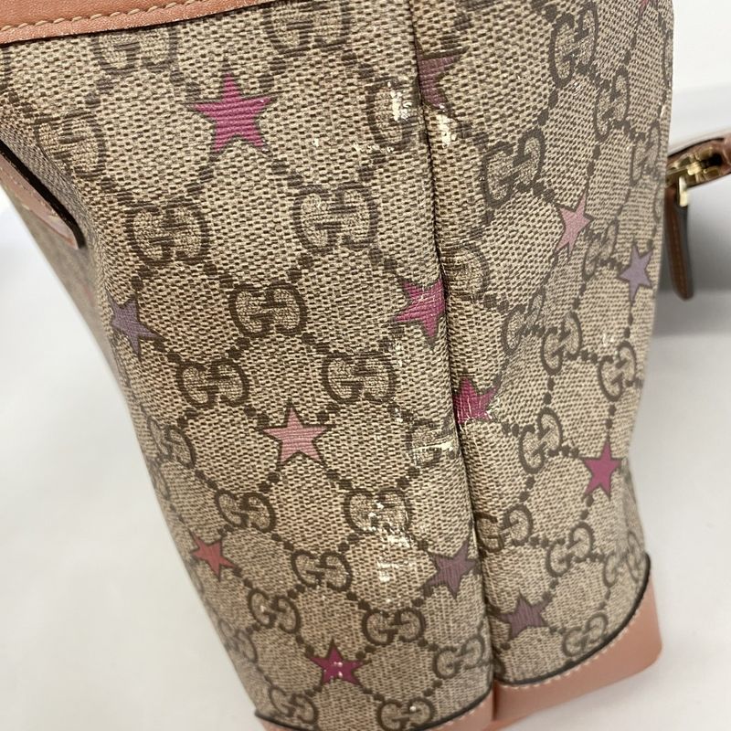 Gucci Tote Bag GG Supreme 309499 PVC Brown Chien Pan Gold Hardware Women's