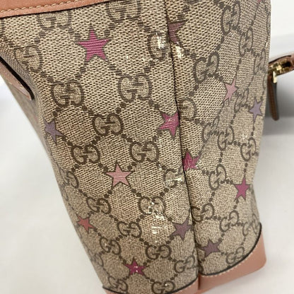 Gucci Tote Bag GG Supreme 309499 PVC Brown Chien Pan Gold Hardware Women's