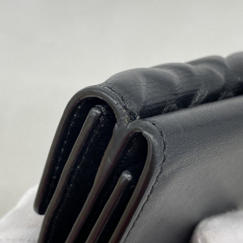 Fendi Trifold Wallet Leather Black Gold Hardware Women