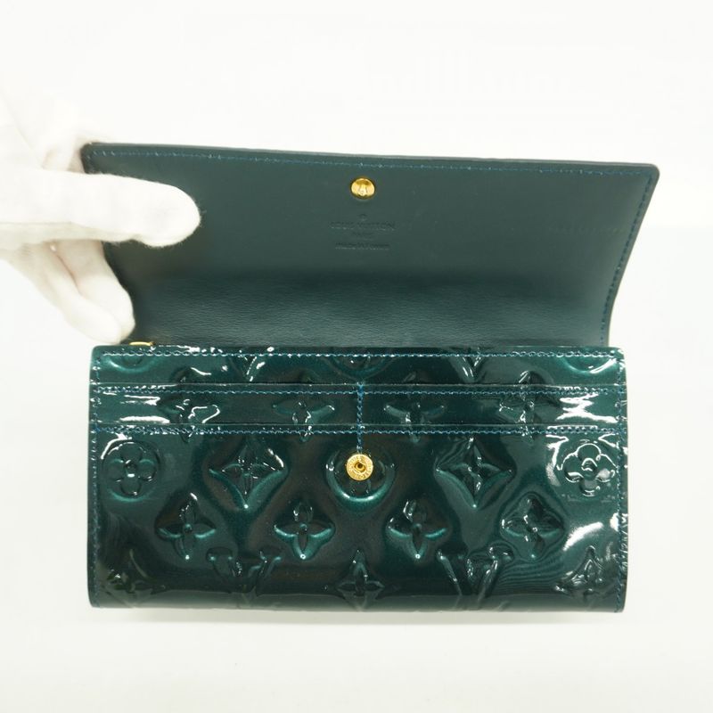 Louis Vuitton Vernis Portefeuille Sarah M93667 Blue New Women's Long Wallet