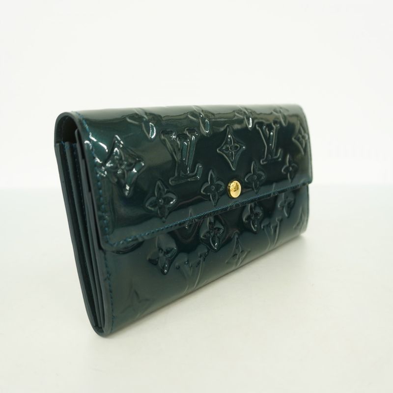 Louis Vuitton Vernis Portefeuille Sarah M93667 Blue New Women's Long Wallet