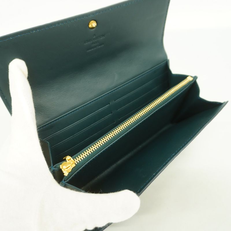 Louis Vuitton Vernis Portefeuille Sarah M93667 Blue New Women's Long Wallet