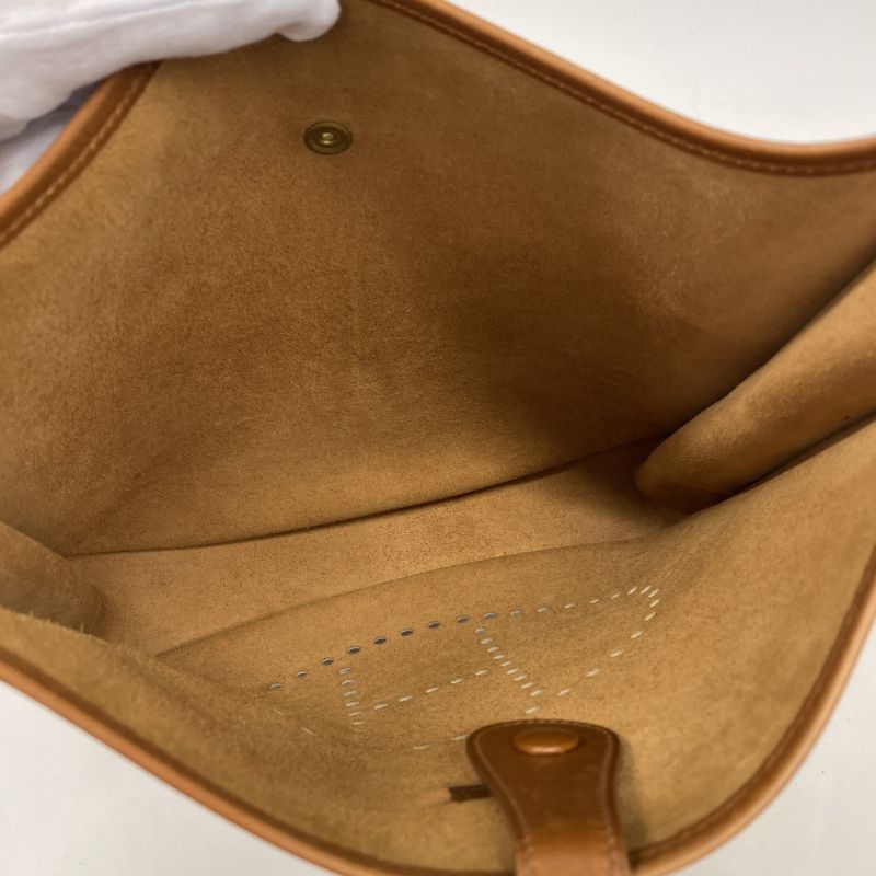 Hermes Shoulder Bag Evelyn 1 Box Calf Noisette Gold Hardware □F Engraved Ladies