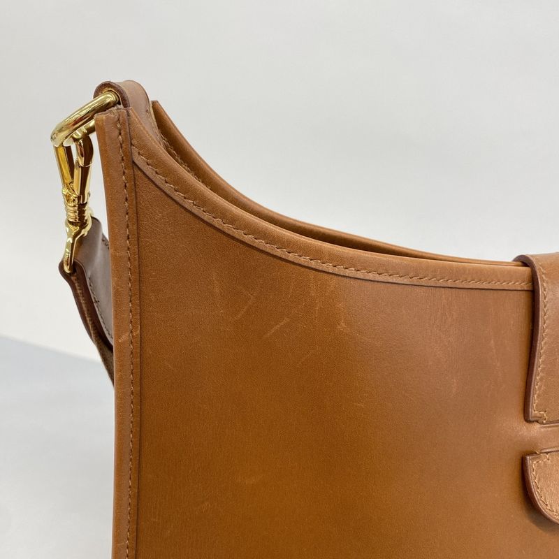 Hermes Shoulder Bag Evelyn 1 Box Calf Noisette Gold Hardware □F Engraved Ladies