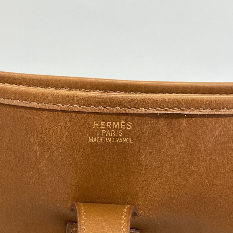 Hermes Shoulder Bag Evelyn 1 Box Calf Noisette Gold Hardware □F Engraved Ladies