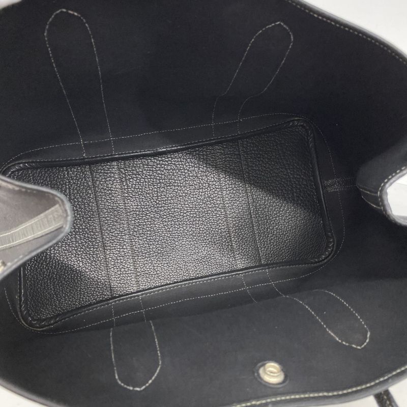 Hermes Tote Bag Garden Party PM Toile Ash Black Silver Hardware □I Engraved