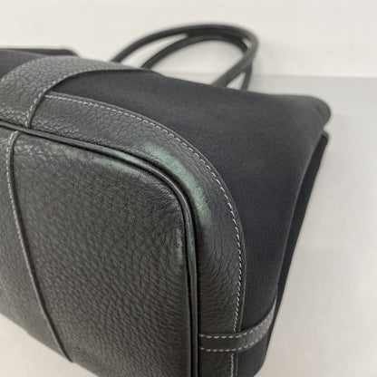 Hermes Tote Bag Garden Party PM Toile Ash Black Silver Hardware □I Engraved