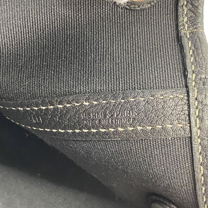 Hermes Tote Bag Garden Party PM Toile Ash Black Silver Hardware □I Engraved