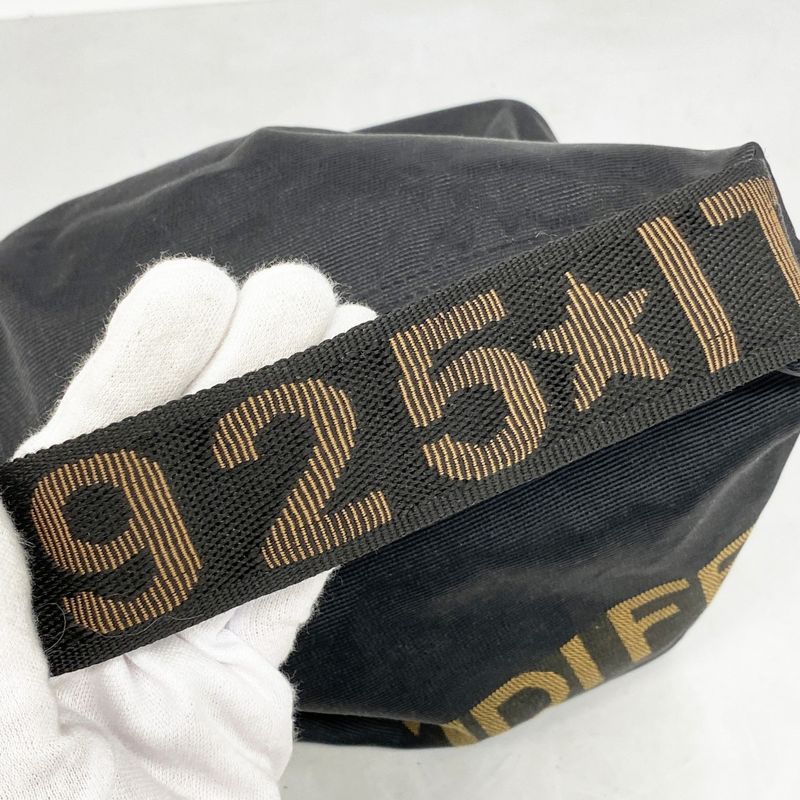 Fendi Handbag Nylon Canvas Black Silver Hardware Women