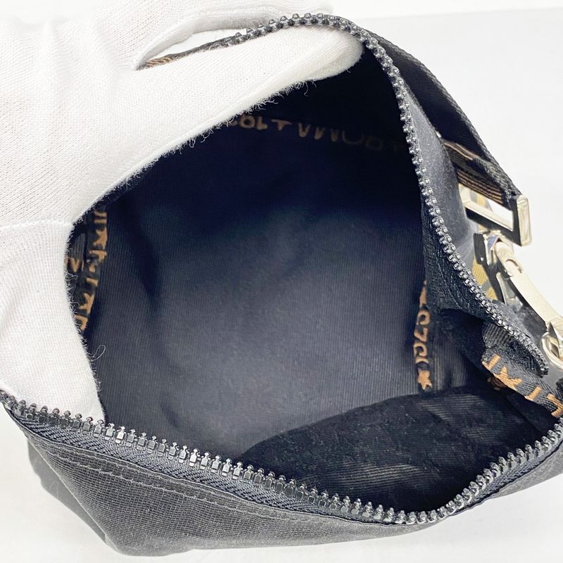 Fendi Handbag Nylon Canvas Black Silver Hardware Women