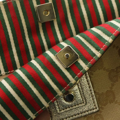 Gucci Abby Tote Handbag Beige And Gold Canvas And Leather 141472 Gold Hardware