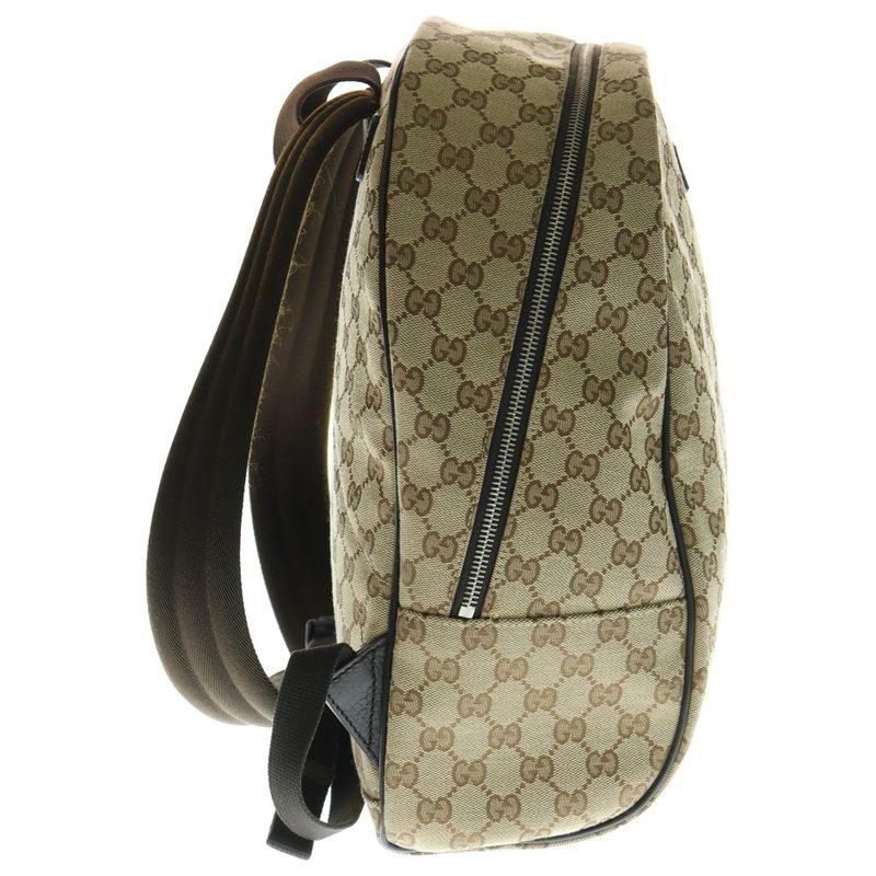 Gucci GG Canvas Backpack Sac Backpack Brown And Beige Canvas 449906 Silver