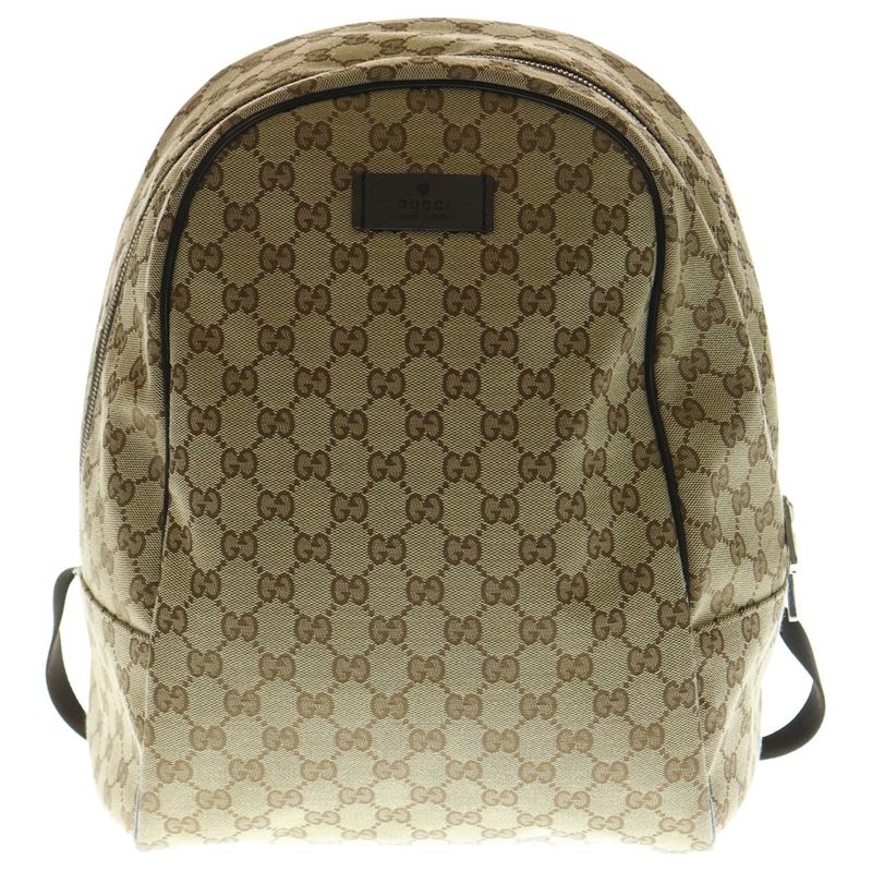 Gucci GG Canvas Backpack Sac Backpack Brown And Beige Canvas 449906 Silver