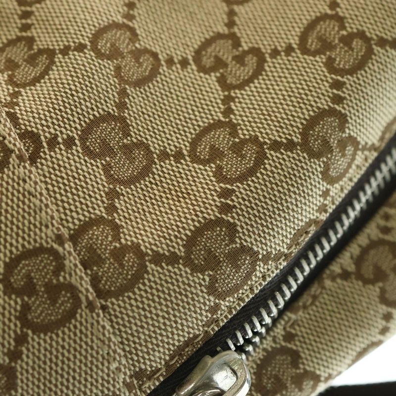 Gucci GG Canvas Backpack Sac Backpack Brown And Beige Canvas 449906 Silver