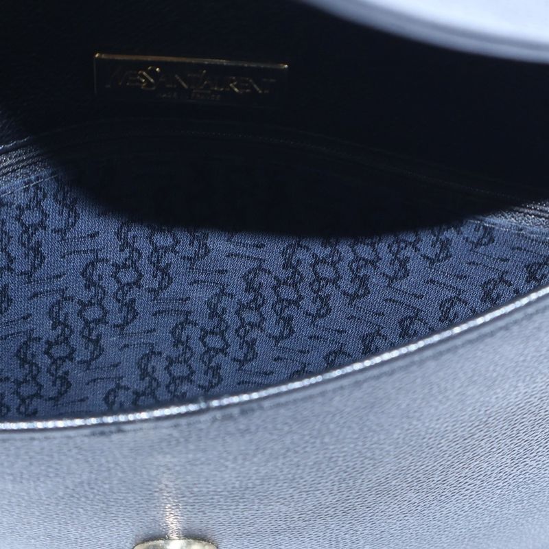 YVES Saint Laurent Shoulder Bag Shoulder Pochette Black Leather Gold Hardware