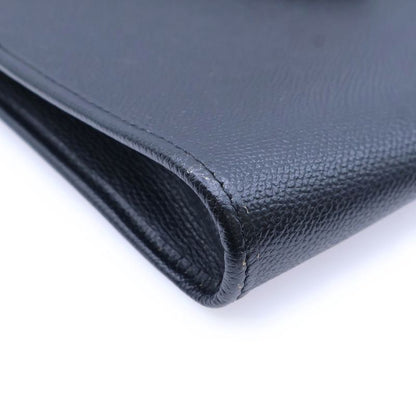 YVES Saint Laurent Shoulder Bag Shoulder Pochette Black Leather Gold Hardware