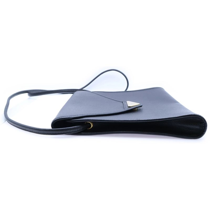 YVES Saint Laurent Shoulder Bag Shoulder Pochette Black Leather Gold Hardware