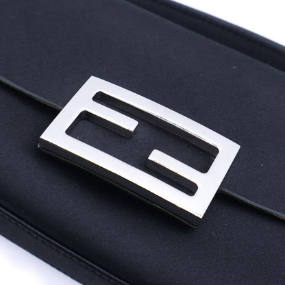 Fendi Mini Baguette Bag Mini Baguette Satin Shoulder Bag Phone Pouch Black