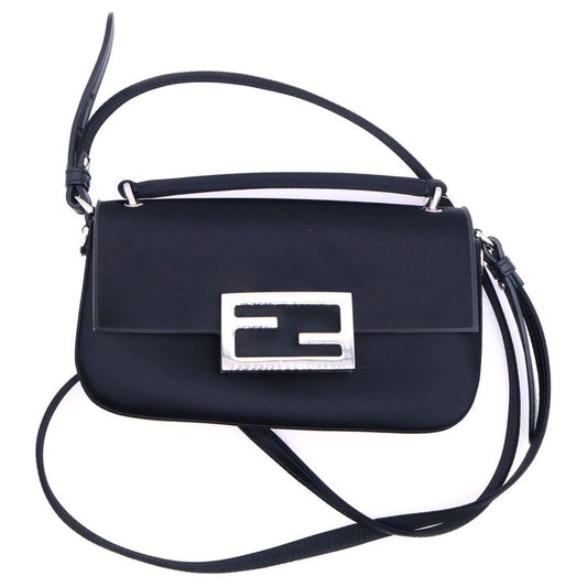 Fendi Mini Baguette Bag Mini Baguette Satin Shoulder Bag Phone Pouch Black