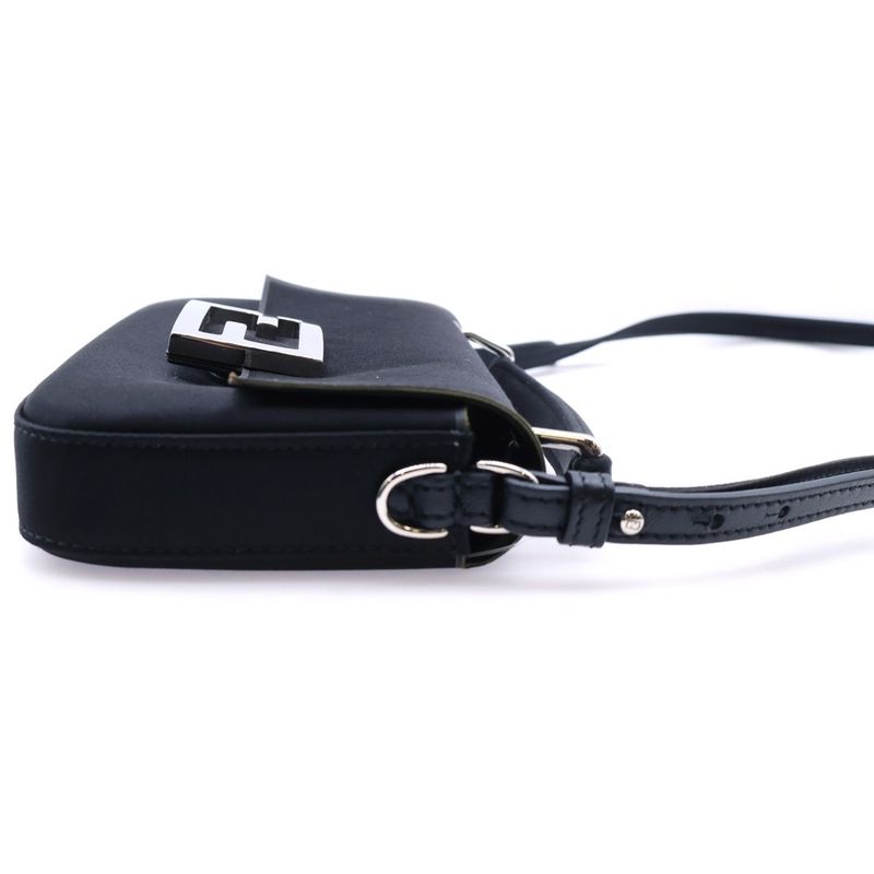 Fendi Mini Baguette Bag Mini Baguette Satin Shoulder Bag Phone Pouch Black