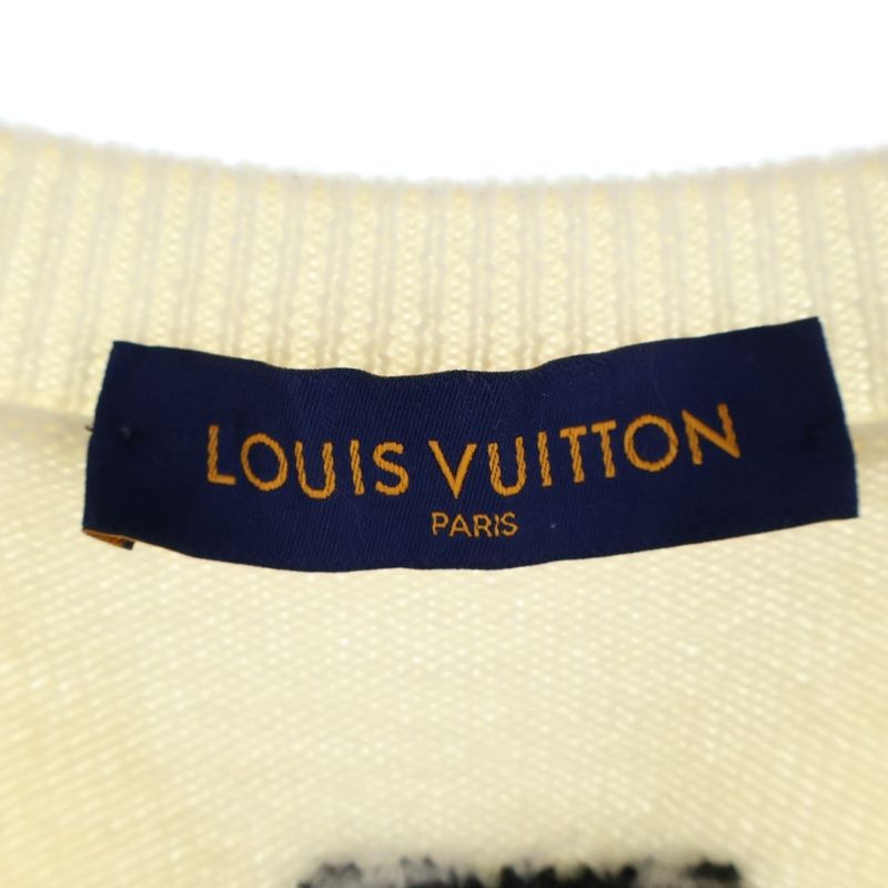 Louis Vuitton 21SS Clock Intarsia Crewneck Knit Sweater Rm211 ZLL Hkn78w White