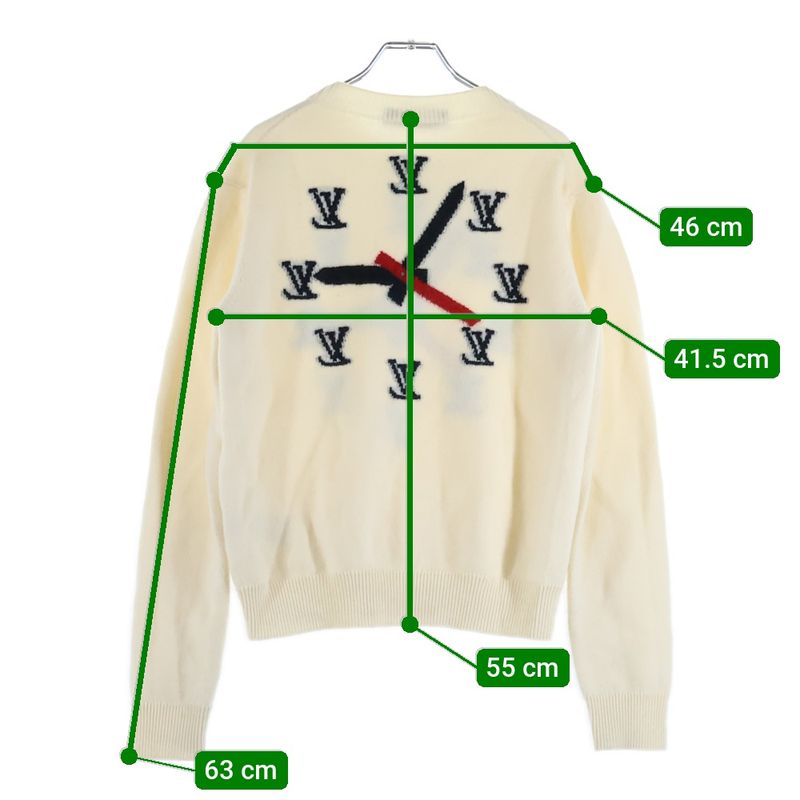Louis Vuitton 21SS Clock Intarsia Crewneck Knit Sweater Rm211 ZLL Hkn78w White
